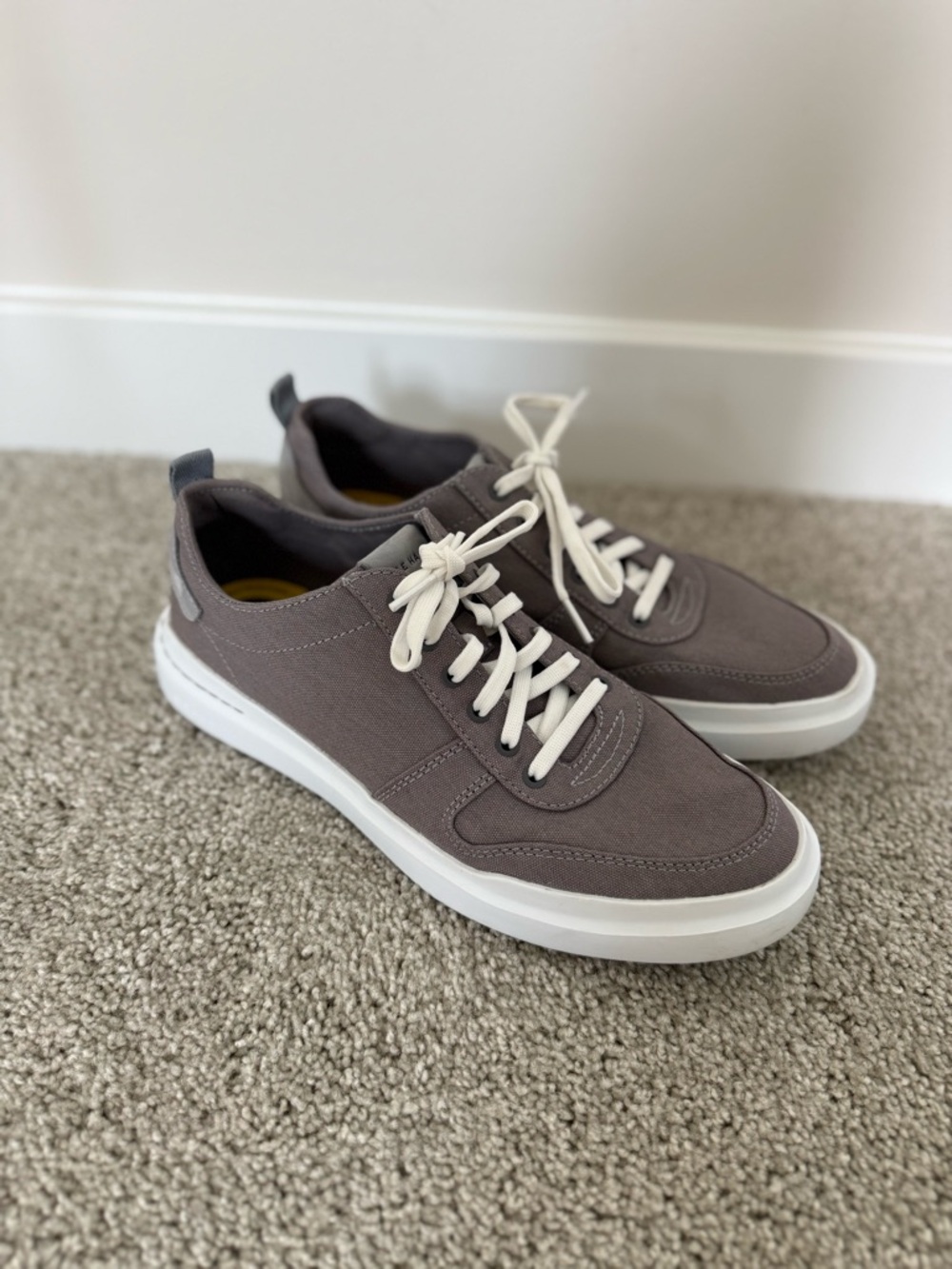Cole Haan Men's Taupe Canvas Lace-Up Sneakers with White Soles - Picture 2 of 8